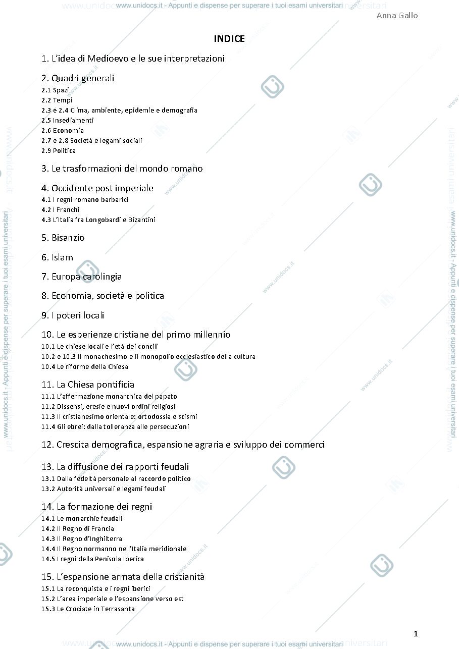 Anteprima pagina 2 — Appunti storia medievale