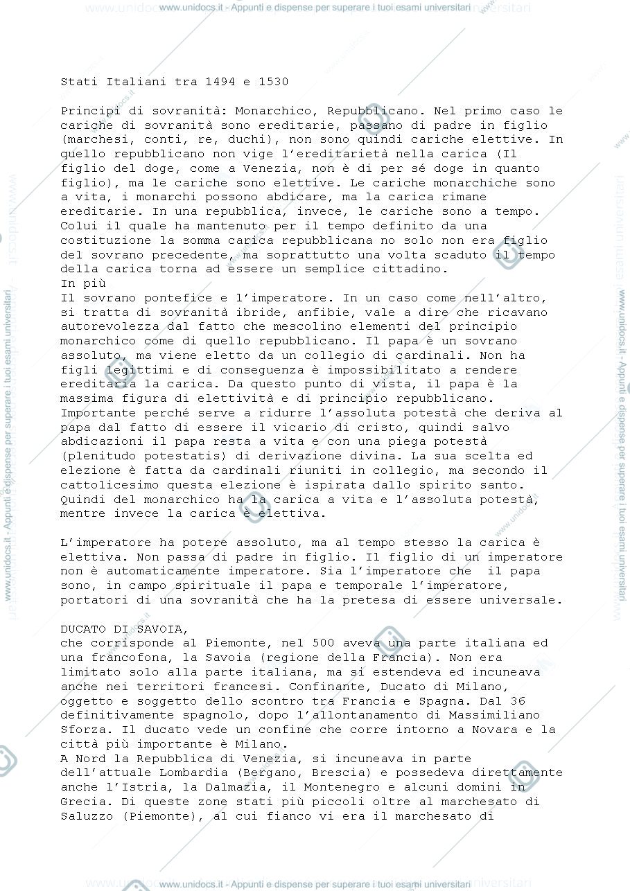 Anteprima pagina 1 — Stati Italiani durante le Guerre d'Italia