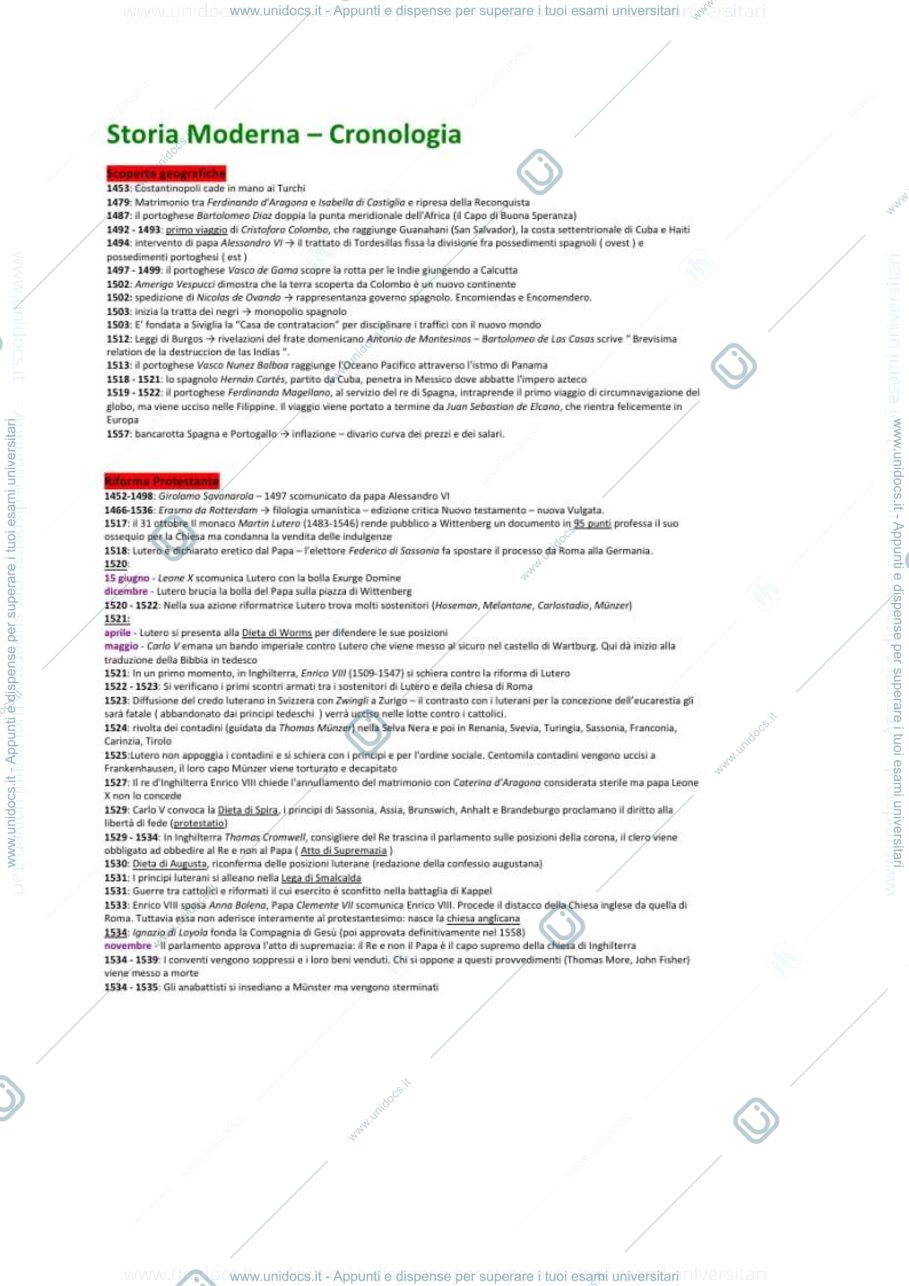 Anteprima pagina 1 — cronologia della storia moderna 1