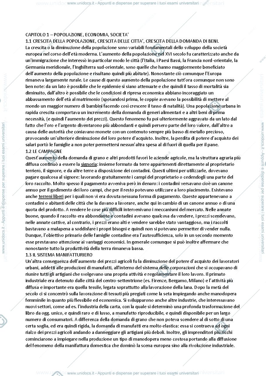 Anteprima pagina 1 — Riassunto manuale di storia moderna