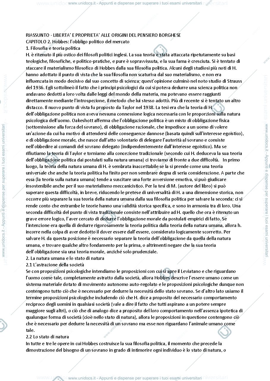 Anteprima pagina 1 — Libertà è proprietà alle origini del pensiero borghese 