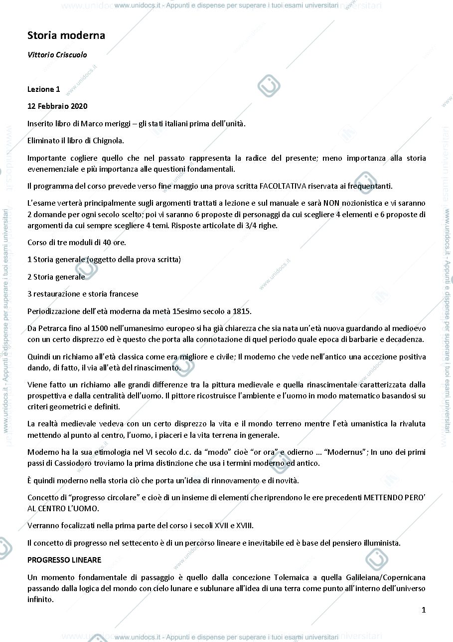 Anteprima pagina 1 — storia moderna
