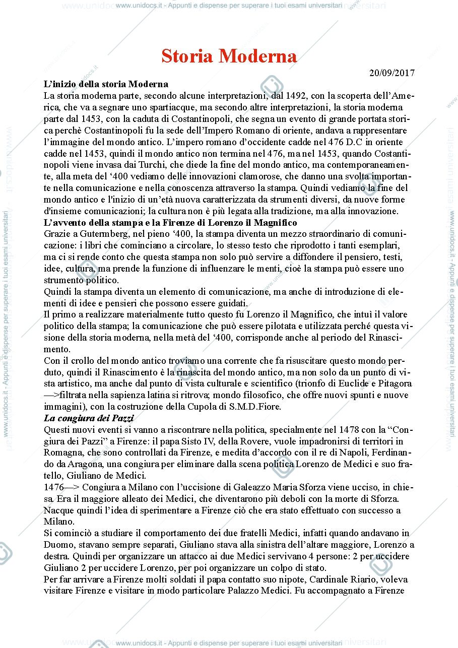 Anteprima pagina 1 — Storia Moderna