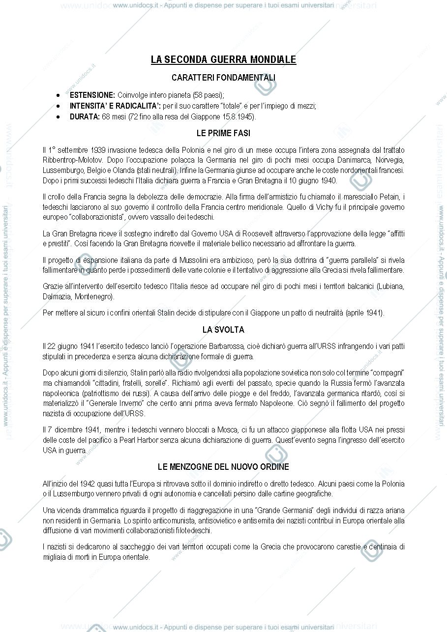 Anteprima pagina 1 — SECONDA GUERRA MONDIALE