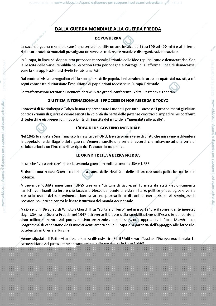 Anteprima pagina 1 — DALLA GUERRA MONDIALE ALLA GUERRA FREDDA