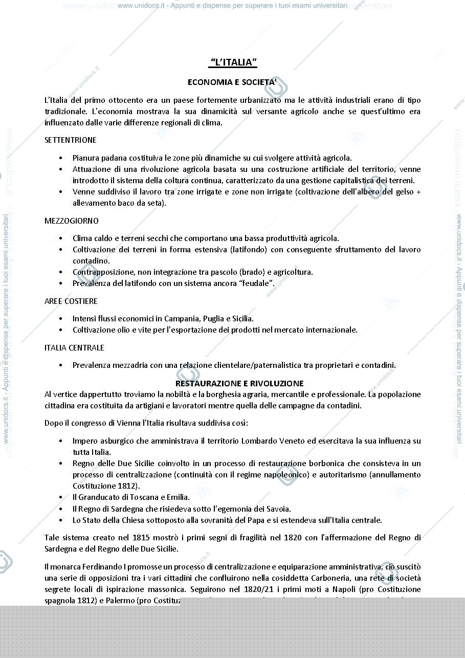 Anteprima pagina 1 — ITALIA PRE UNIFICAZIONE