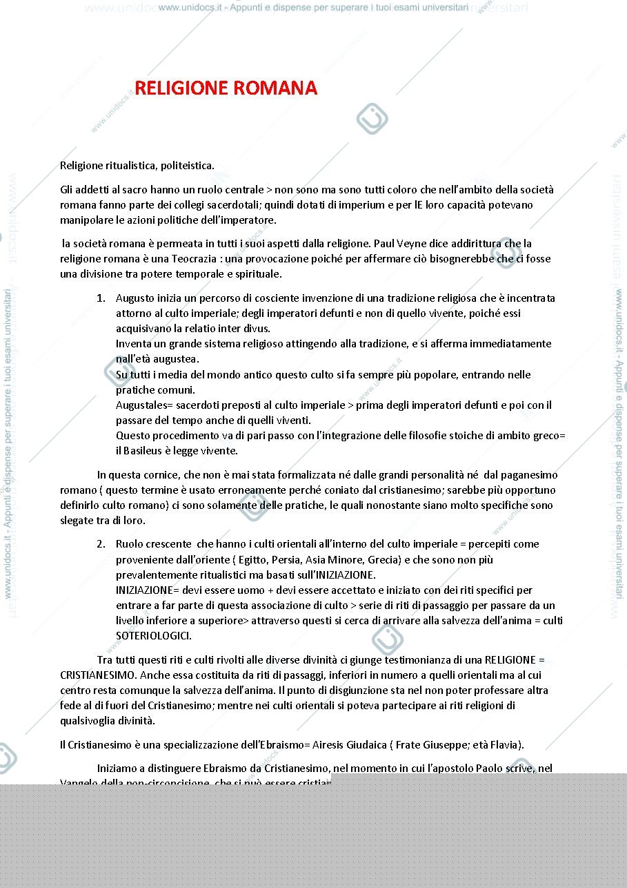 Anteprima pagina 1 — religione romana 