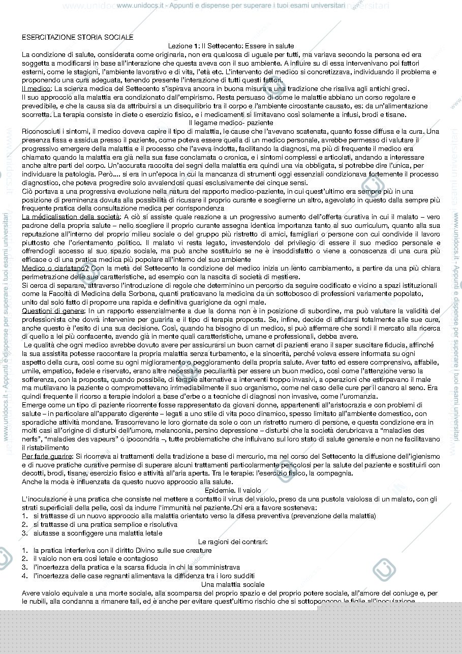 Anteprima pagina 1 — Appunti esercitazione storia sociale 