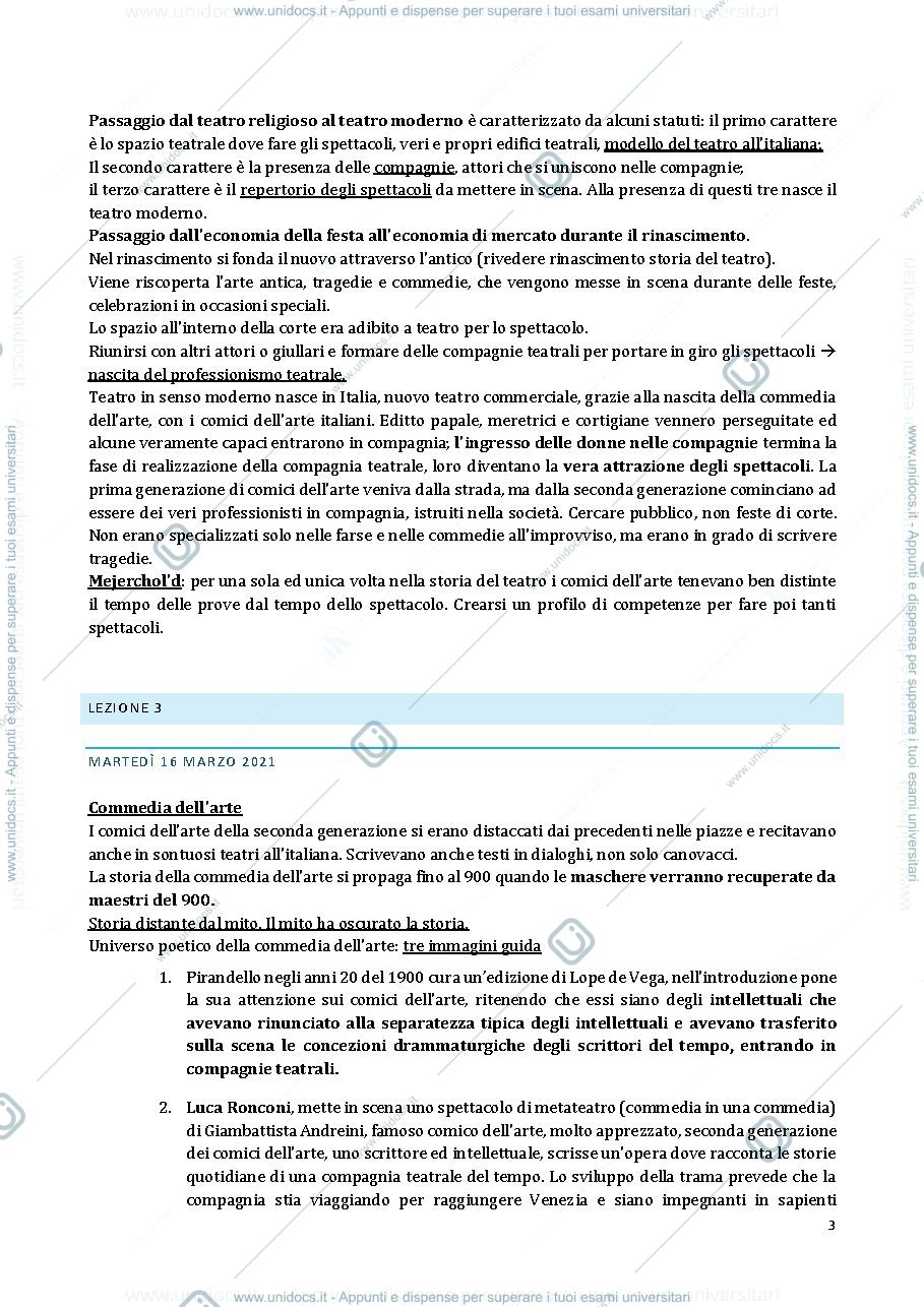 Anteprima pagina 3 — appunti storia, teorie e tecniche dell'attore 