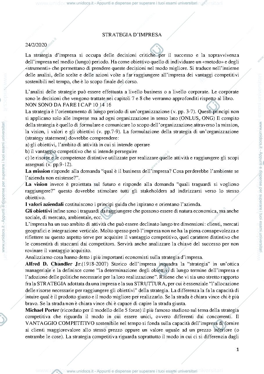 Anteprima pagina 1 — strategia dell'impresa