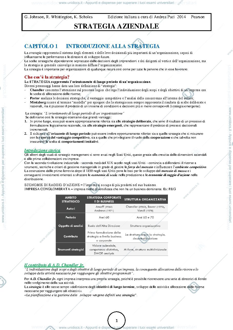 Anteprima pagina 1 — Strategia di impresa 