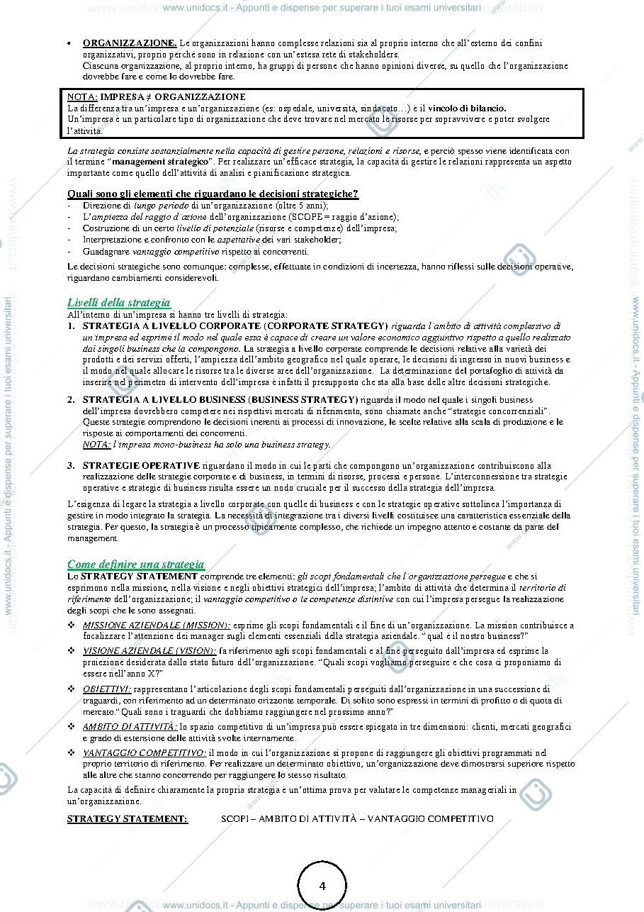 Anteprima pagina 4 — Strategia di impresa 