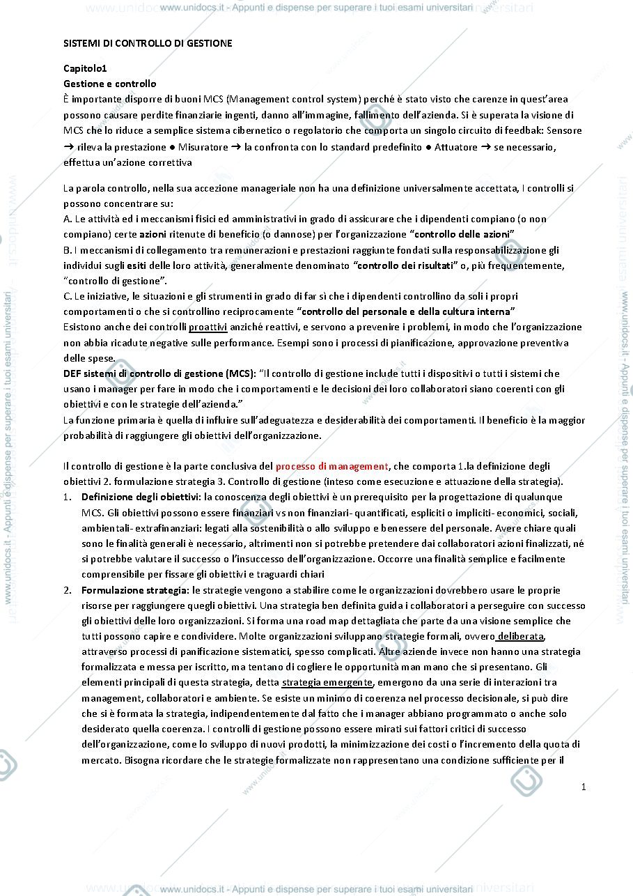 Anteprima pagina 1 — sistemi di controllo di gestione