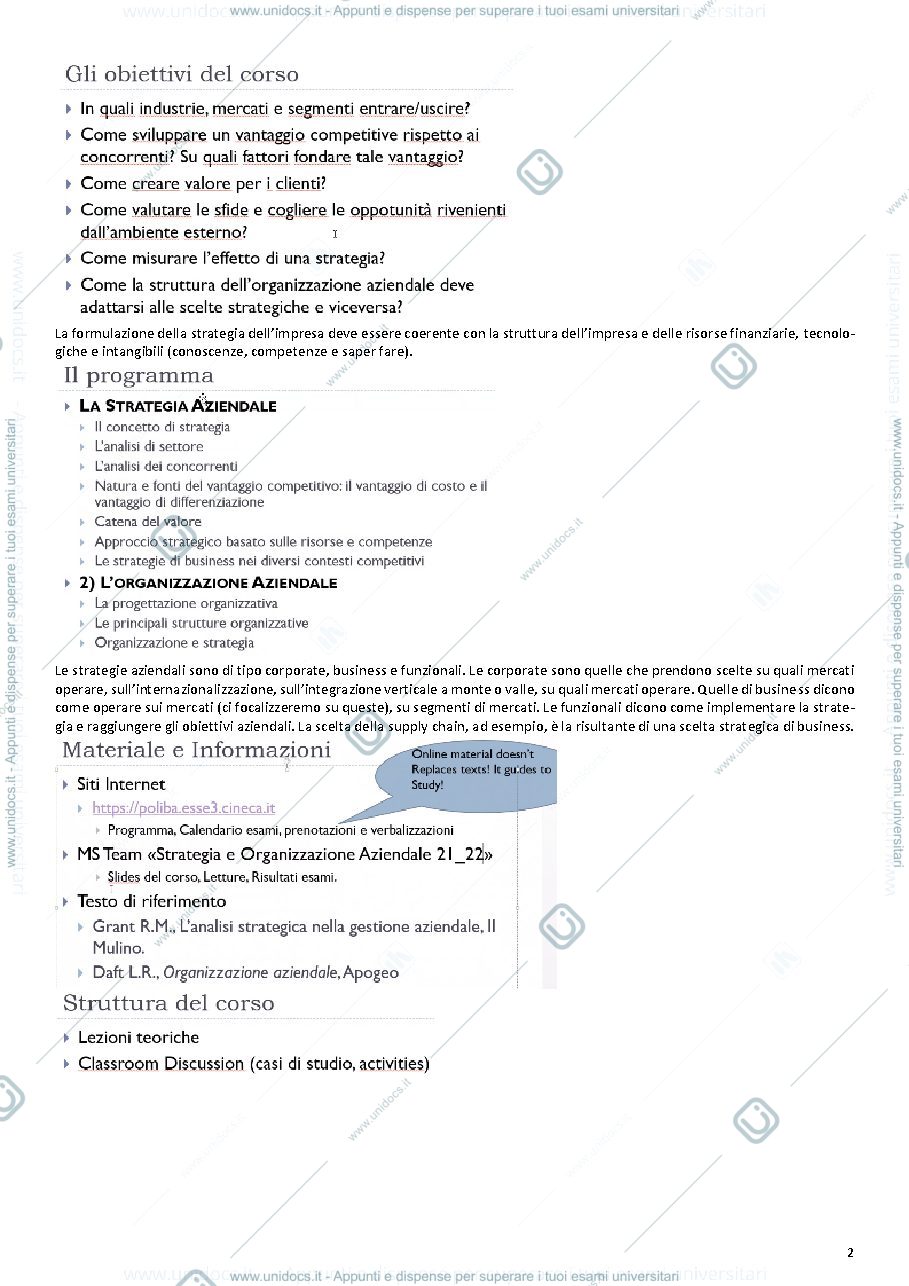 Anteprima pagina 3 — STRATEGIAA E ORGANIZZAZIONE AZIENDALE