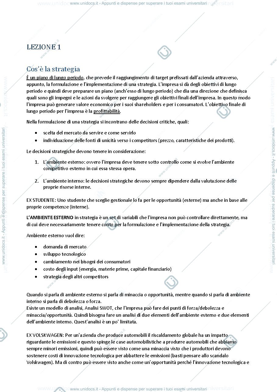 Anteprima pagina 1 — cos'è la strategia