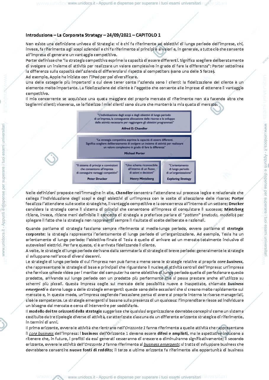 Anteprima pagina 1 — STRATEGIA E POLITICA AZIENDALE