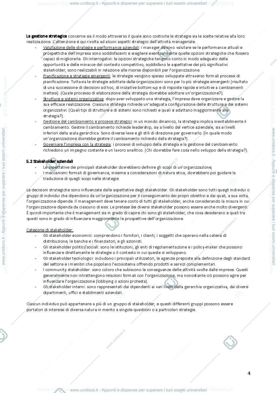 Anteprima pagina 4 — Riassunto Strategia aziendale