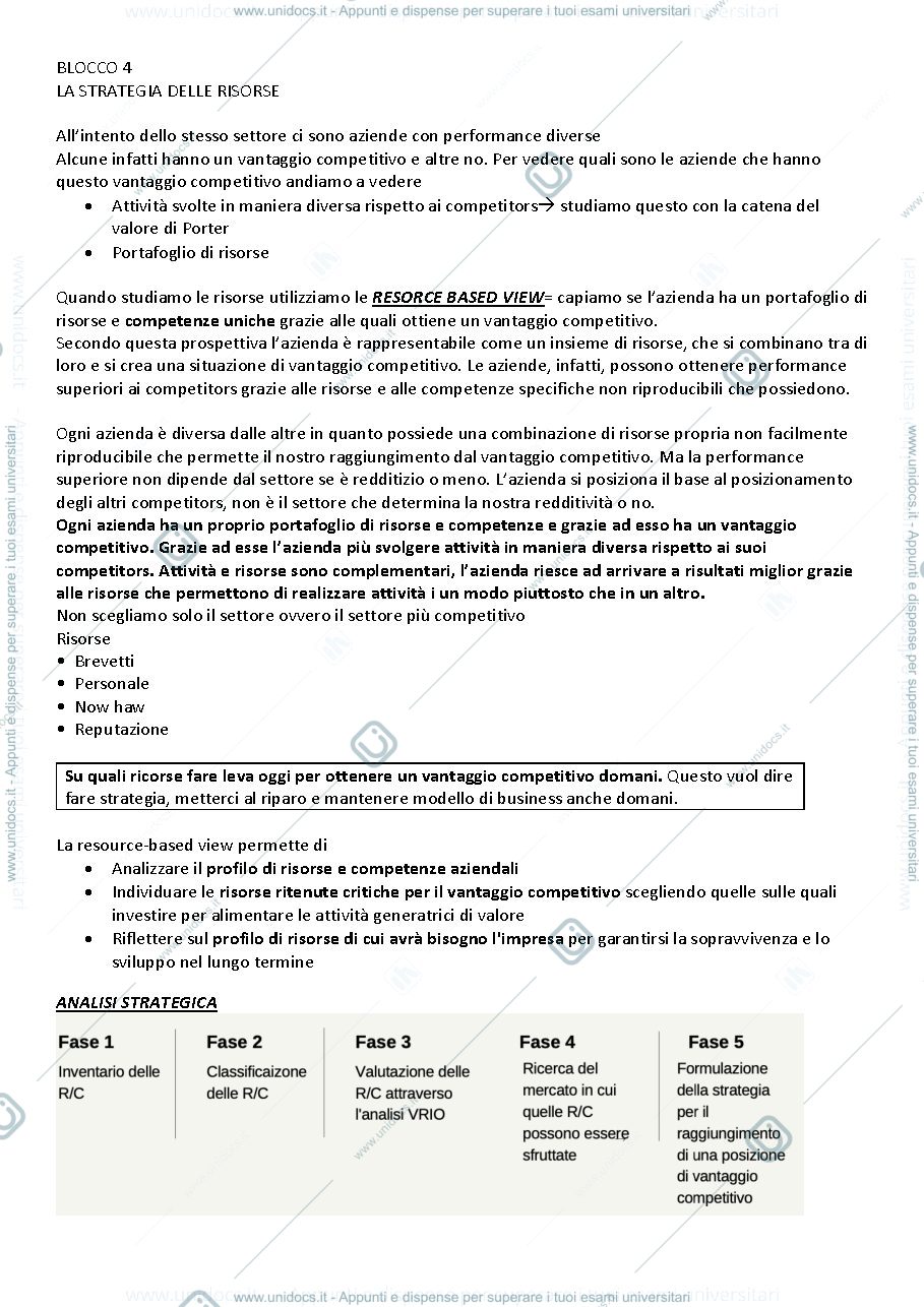Anteprima pagina 1 — resourced based view e analisi VRIN