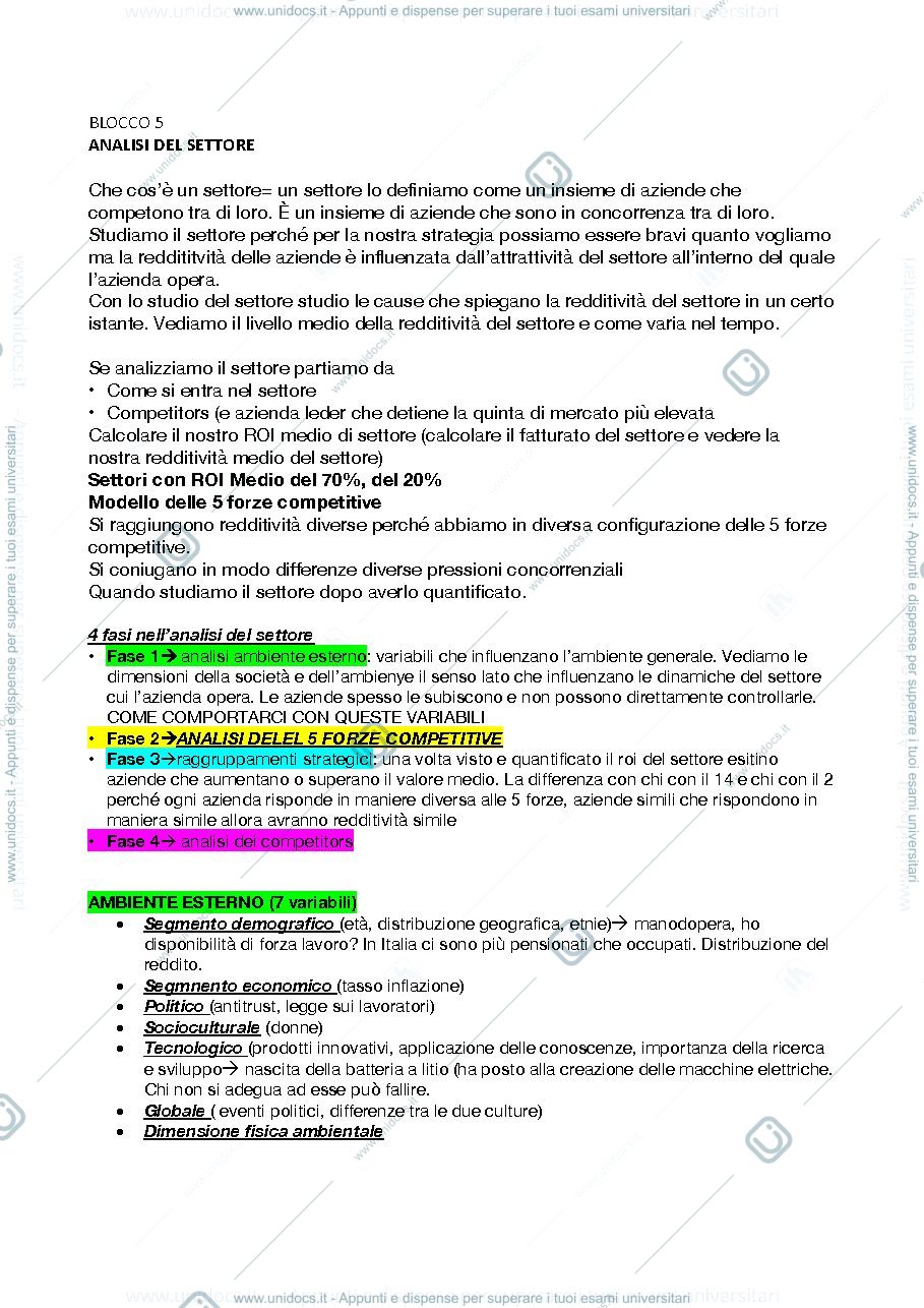 Anteprima pagina 1 — ANALISI DEL SETTORE