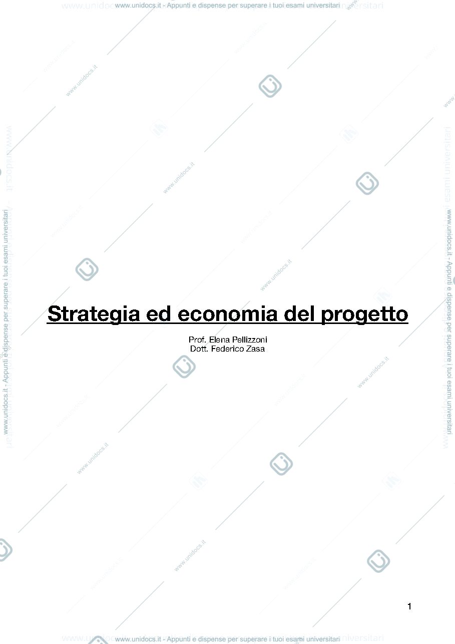Anteprima pagina 1 — Strategia ed Economia del progetto