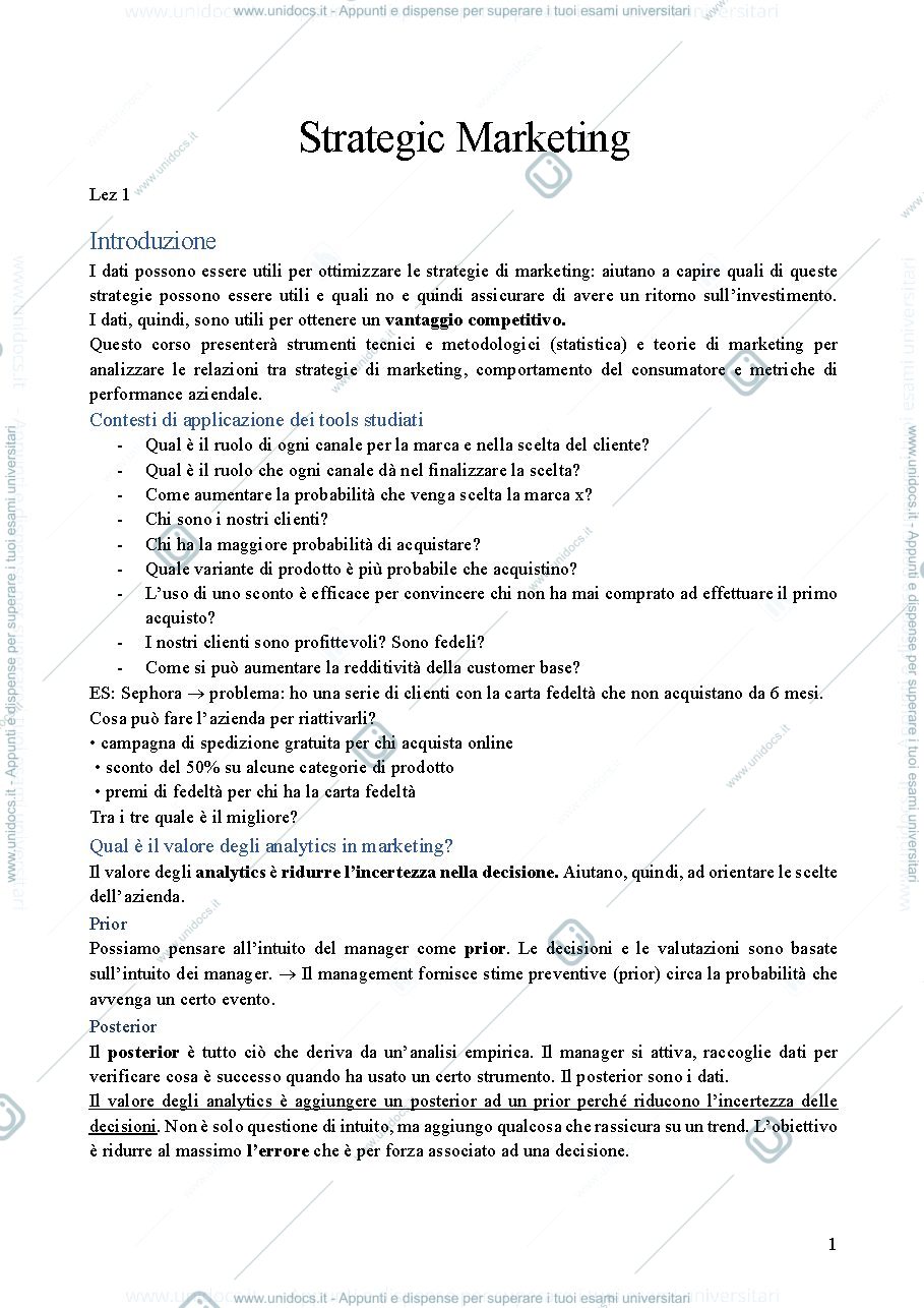 Anteprima pagina 1 — strategic marketing mod 1