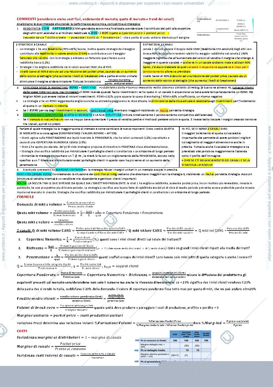 Anteprima pagina 1 — Esame Strategic Marketing & Analytics 1