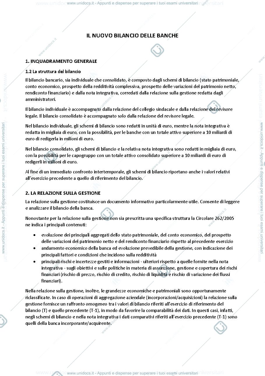 Anteprima pagina 1 — Il nuovo bilancio delle banche 