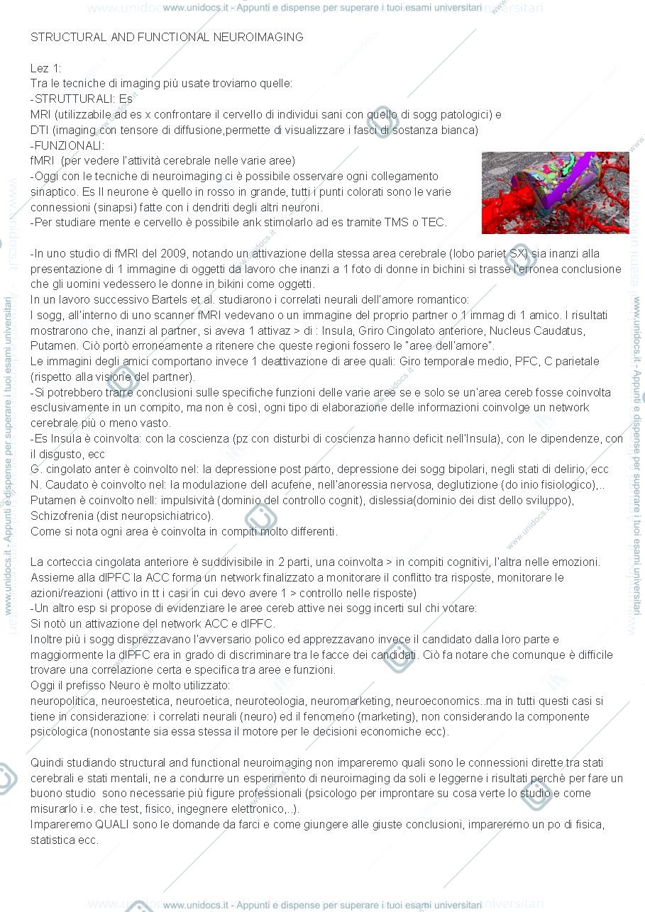Anteprima pagina 1 — appunti neuroimaging