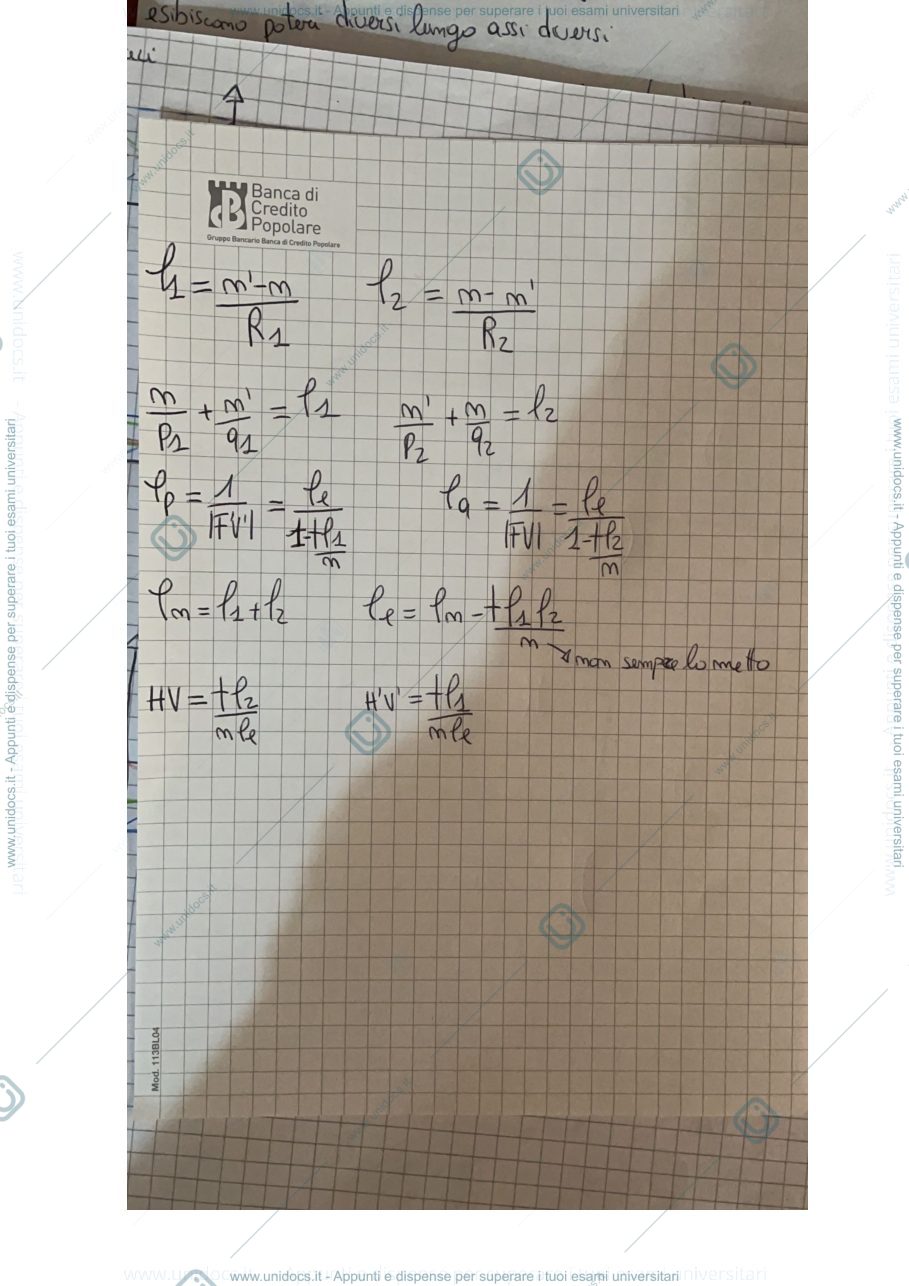 Anteprima pagina 1 — Appunti strumentazione ottica (vari strumenti trattati a lezione) e dimostrazione formule