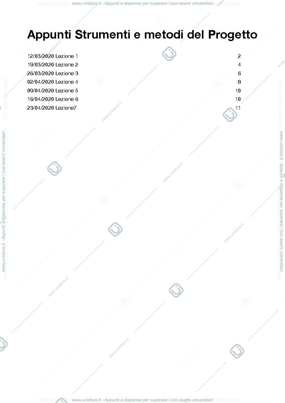 Anteprima pagina 1 — Appunti strumenti e metodi del progetto
