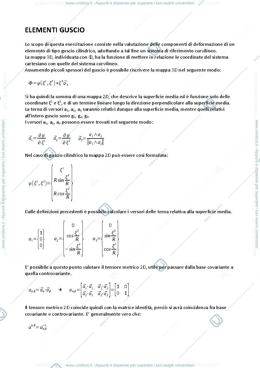 Anteprima pagina 1 — Esercitazione - elementi guscio cilindrico