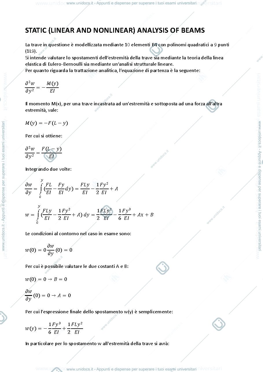 Anteprima pagina 1 — Esercitazione - analisi non lineare