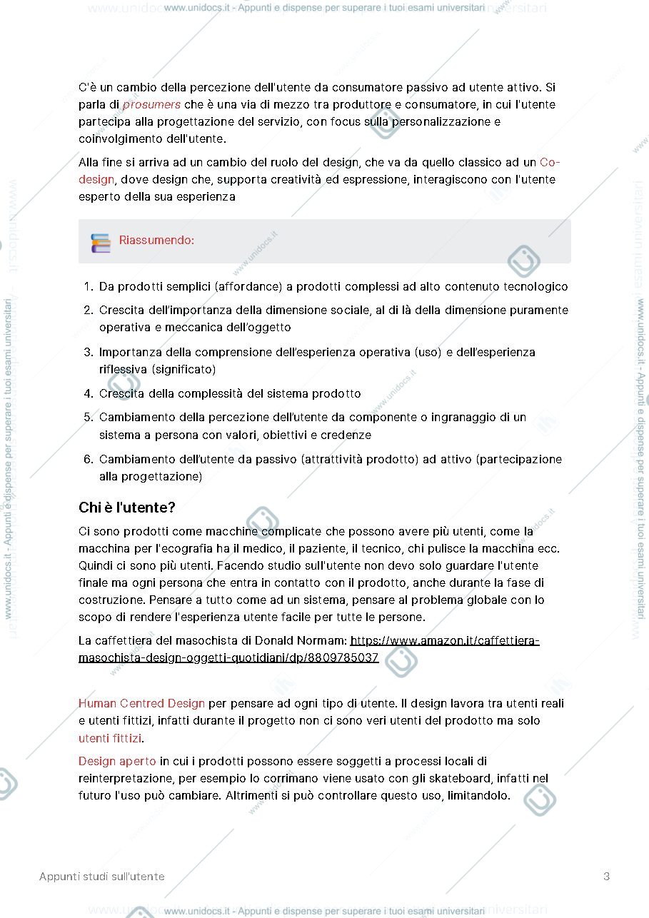 Anteprima pagina 3 — Appunti Studi sull'utente 