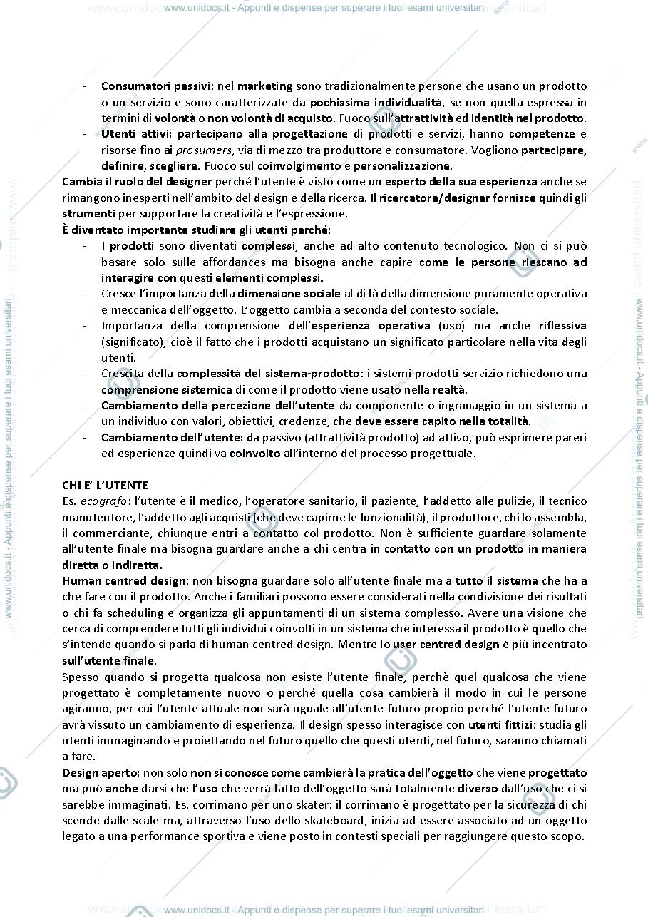 Anteprima pagina 3 — Appunti integrali di studi sull'utente con testimonianze