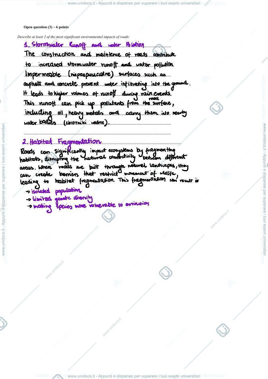 Anteprima pagina 1 — Roads exams questions sustainable pavements etc