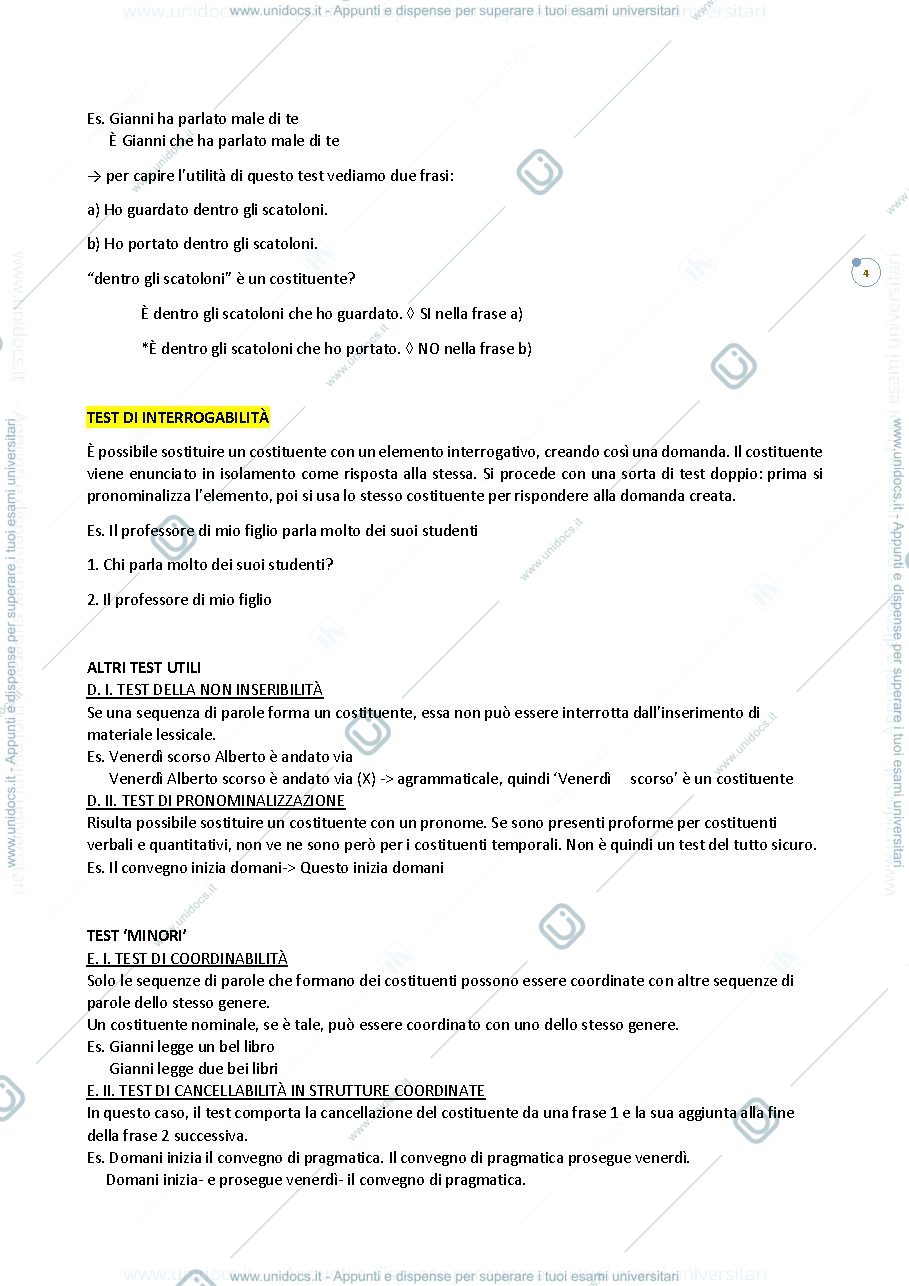 Anteprima pagina 4 — Appunti Syntax Sintassi