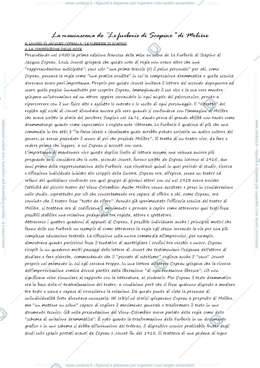 Anteprima pagina 1 — Teatro e Spettacolo Moderno e Contemporaneo II