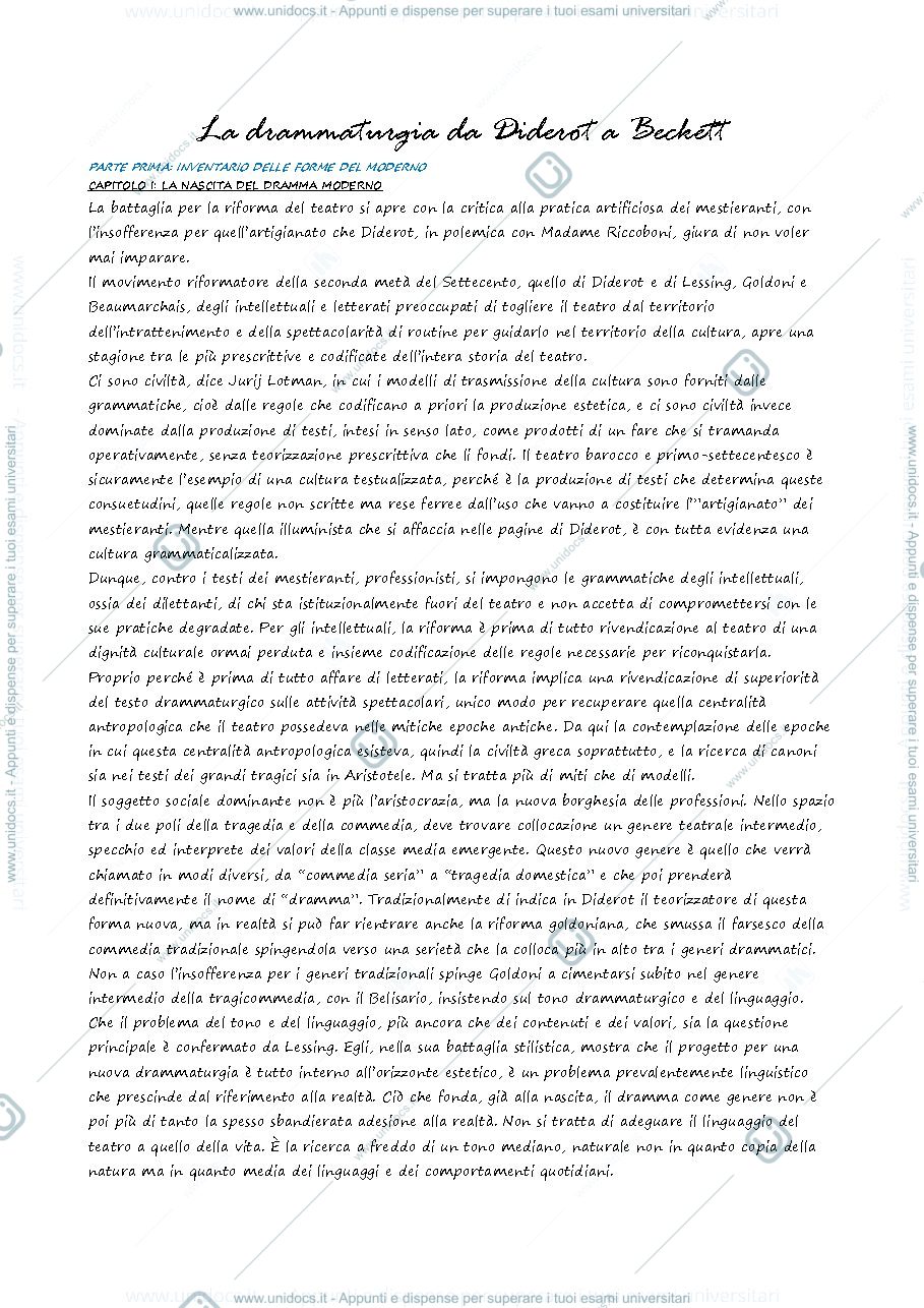 Anteprima pagina 1 — Teatro e Spettacolo Moderno e Contemporaneo II