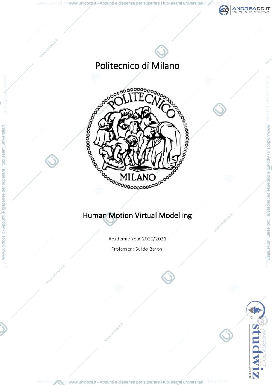 Anteprima pagina 1 — Human Motion Virtual Modelling