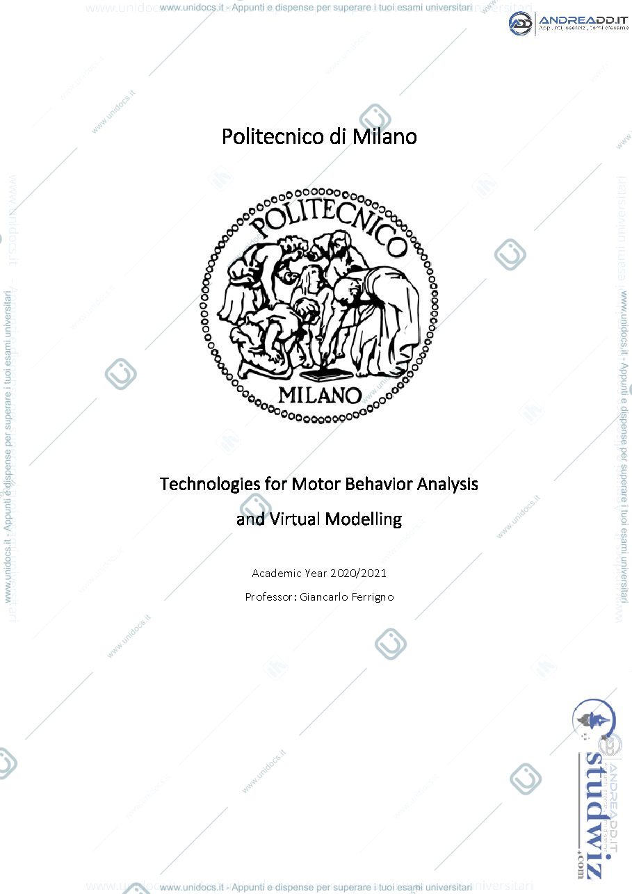 Anteprima pagina 1 — Technologies for Motor Behavior Analysis and Virtual Modelling
