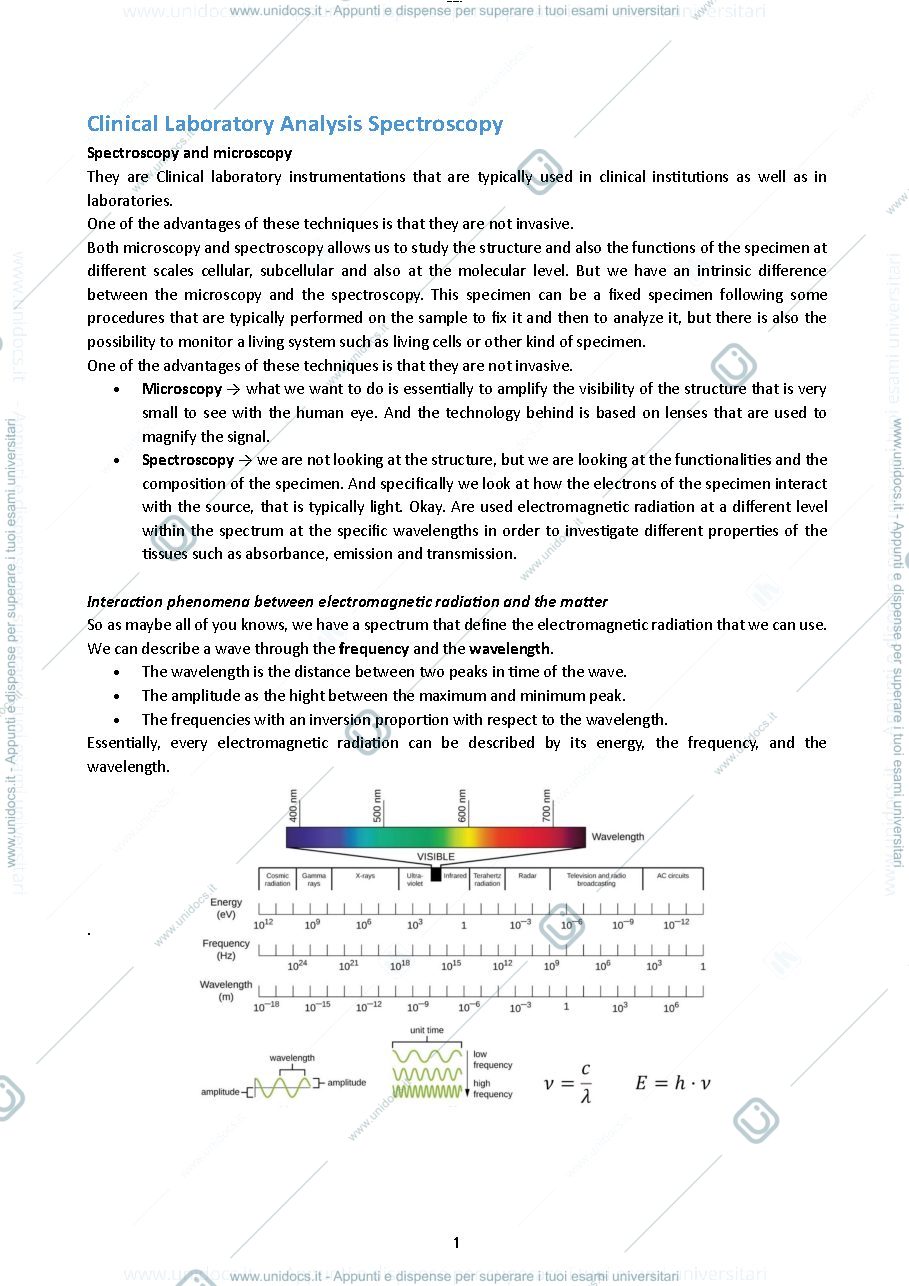 Anteprima pagina 1 — Appunti clinical instrumentation