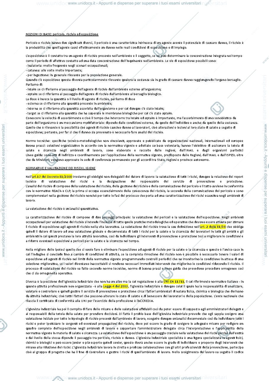 Anteprima pagina 1 — Igiene riassunto 