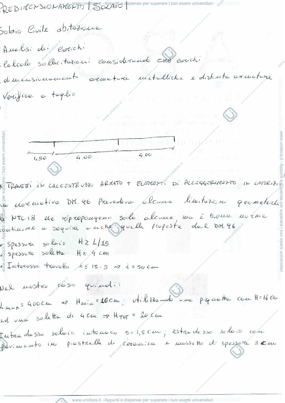 Anteprima pagina 1 — Dimensionamento di un solaio