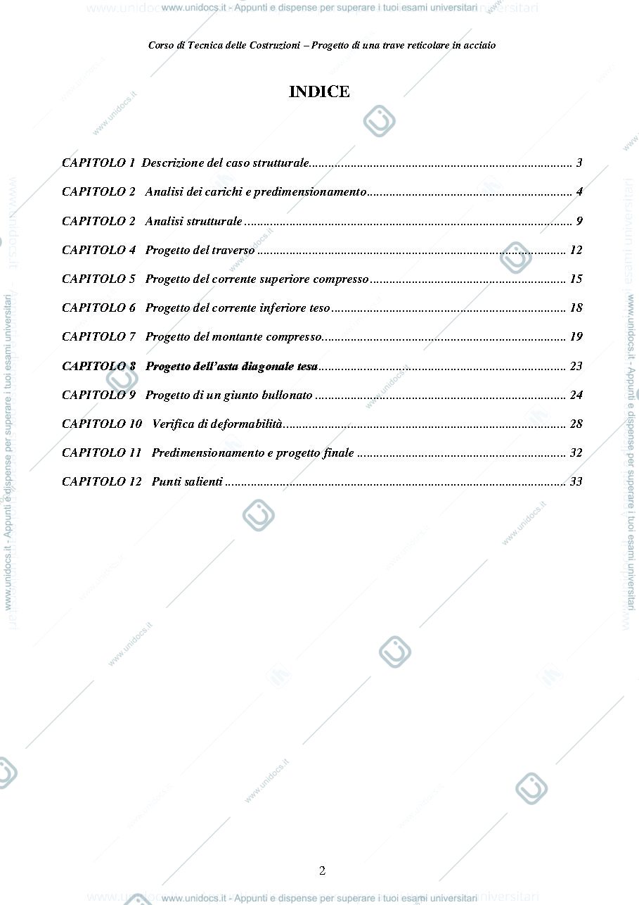 Anteprima pagina 2 — Progetto Trave Reticolare