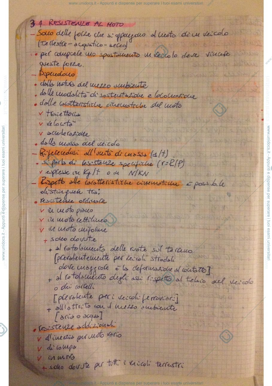 Anteprima pagina 1 — Appunti  resistenze al moto