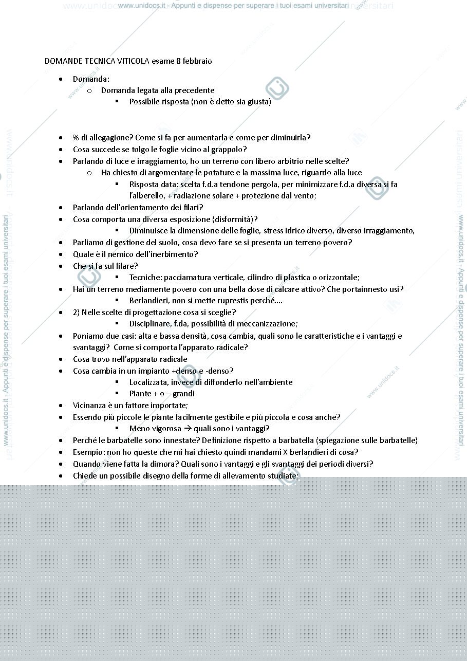 Anteprima pagina 1 — Domande esame orale tecnica viticola