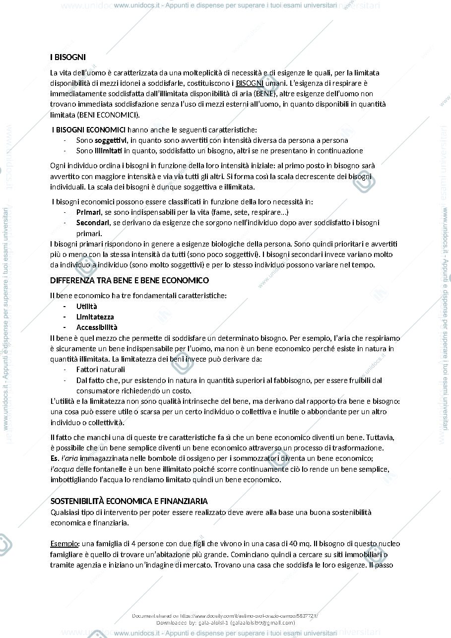 Anteprima pagina 2 — riassunto estimo