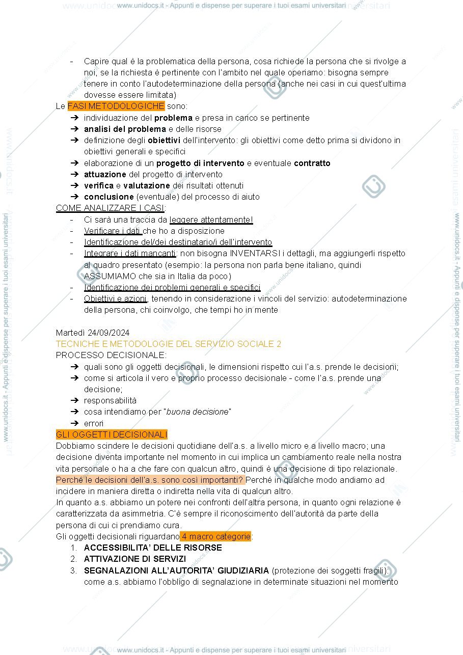 Anteprima pagina 2 — Appunti Tecniche e Metodologie del Servizio Sociale 2