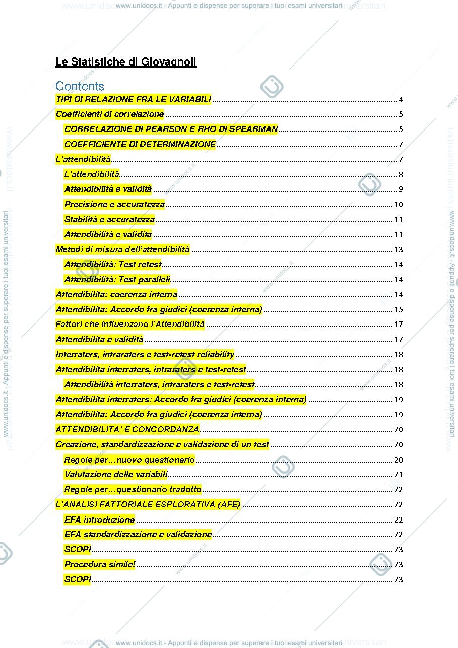 Anteprima pagina 1 — Tecniche psicometriche e di analisi dei dati modulo 2