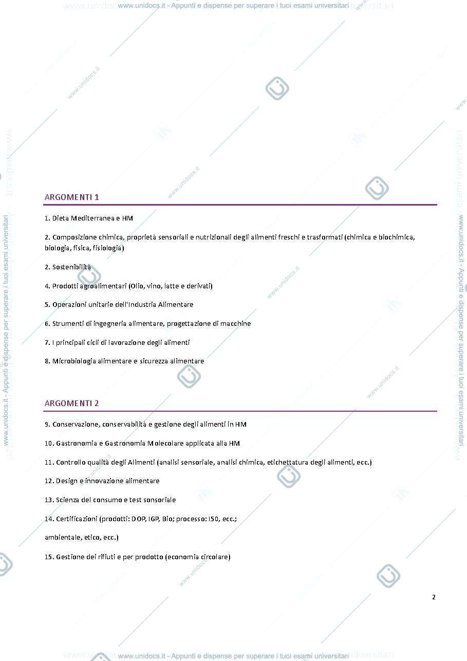 Anteprima pagina 2 — TECNOLOGIA DEGLI ALIMENTI 